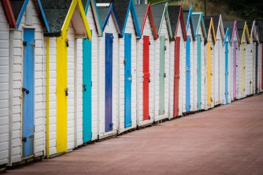 Colorful beach huts clipart