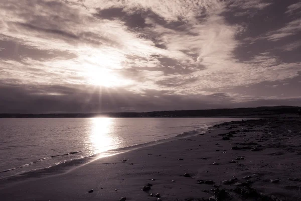 Marazion plaży o zachodzie słońca — Zdjęcie stockowe