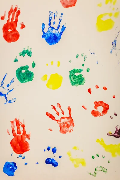 Különböző színes handprints — Stock Fotó