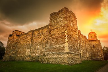 Colchester castle at sunset clipart