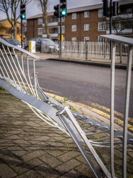 Damaged steel railing 