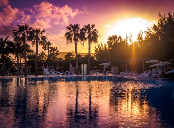 Large swimming pool  at dusk — Stock Photo, Image