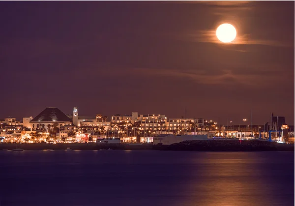 Playa Blanca town at night — Stock Photo, Image