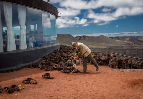 Ventilatori a fusto caldo Parco nazionale di Timanfaya — Foto Stock