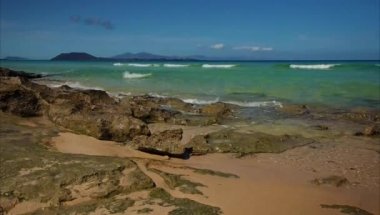 Fuerteventura kıyı şeridi Dunes Ulusal Parkı'nda