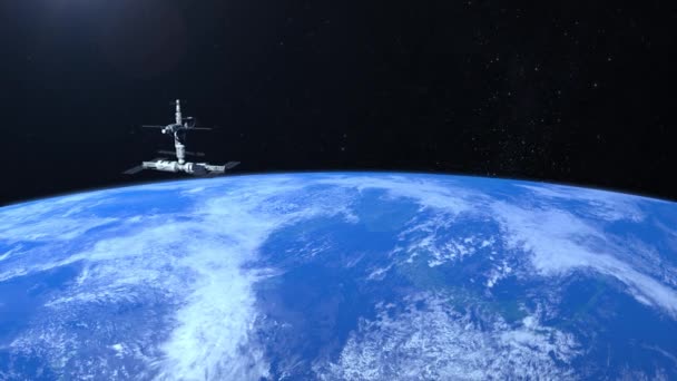 Stazione spaziale in orbita intorno alla terra. — Video Stock
