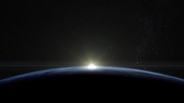 Sonnenaufgang über der Erde. Blick vom Platz. 4k. — Stockvideo