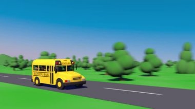 School bus goes on the road