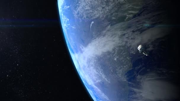 飛行人工衛星。クイック スピン — ストック動画