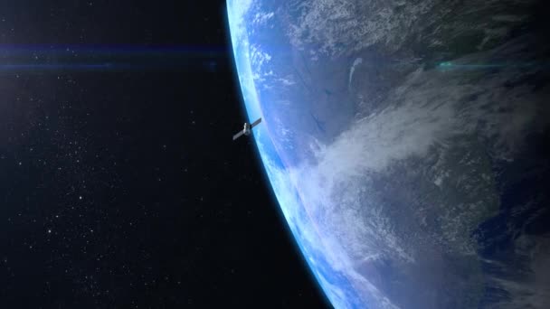 Moderne Satelliten Flug über die Erde. — Stockvideo