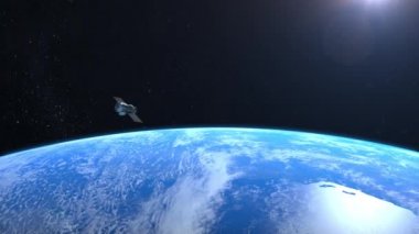 İki uydu dünyanın etrafında dönen.