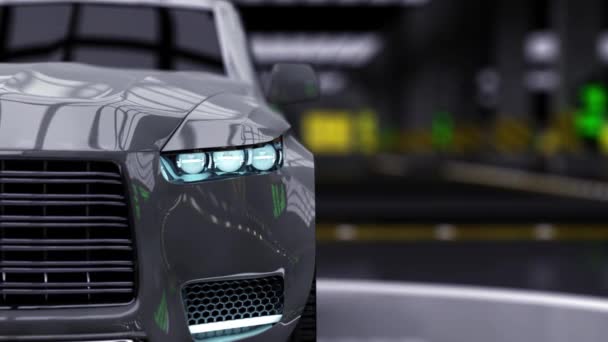 Moderna bil, fotorealistiska 3d bil animation, kameran zoomar — Stockvideo