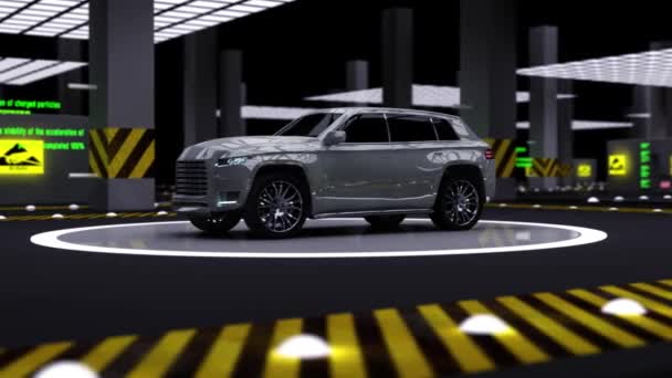Современный автомобиль вращается, фотореалистичные 3d анимация автомобиля — стоковое видео