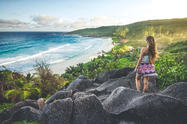 Epic sunset on Seychelles — Stock Photo, Image