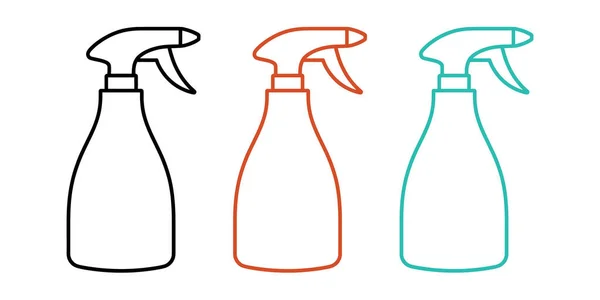 Renkli sprey şişeleri modern ev ya da profesyonel dezenfektan kullanımı için siyah, turuncu ve mavi renkte sıralanır.
