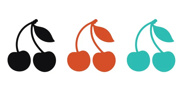 Yaz tasarımları ve sağlıklı yemek promosyonları için renkli kiraz ikonları bir sonraki projeniz için canlandırıcı ve canlı bir his yaratır.