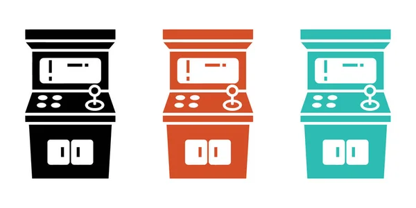 Retro oyun makineleri kalın renklerde oyun meraklıları ve eski moda eğlenceyi sergileyen klasik tasarım projeleri için nostaljik bir titreşim sunuyor