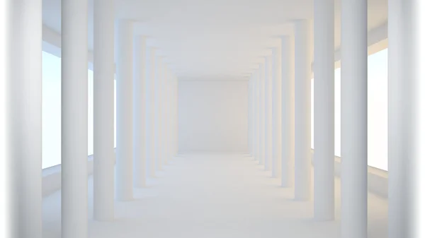 Intérieur blanc abstrait avec colonnes — Photo