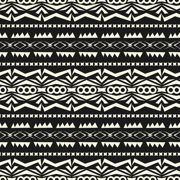 Vecteur abstrait sans couture motif tribal en arrière-plan monochrome — Image vectorielle