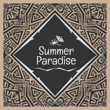 Soyut Doodle vektör kabile etnik stil çerçevesi 