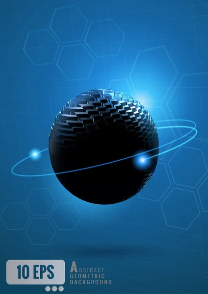 Sphère abstraite avec technologie conceptuelle sur fond bleu — Photo