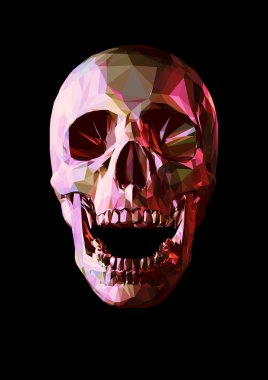 Düşük Poli gülmek kafatası koyu arka plan üzerinde