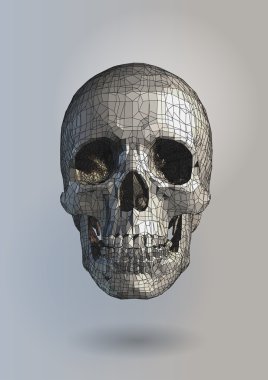 Poligonal vektör kafatası kalemiyle çizim stili