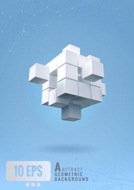 Soyut geometrik küp üzerinde mavi arka plan belirleme