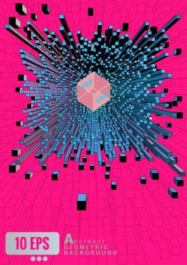 Soyut geometrik küp üzerinde grafik arka planı Yükselt