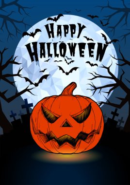 Cadılar Bayramı Balkabağı jack fener ve karanlık mezarlık tam mo üzerinde