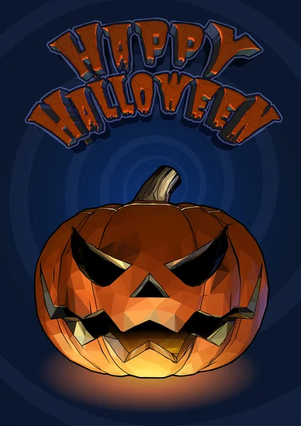 Halloween calabaza jack o linterna con expresión de miedo en s azul — Archivo Imágenes Vectoriales