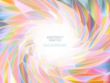 Soyut girdap, düşük poli holografik arkaplanı gökkuşağı renk tonuyla bük ve metin kopyasına boş alan bırak
