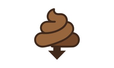 Büyük, indirilmiş kahverengi kakalı emoji simgesi vektör girdabı Beyaz arkaplan