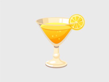 Lemon Cocktail Illustration, Lemon in a glass, transparan çizim vektörü çizimi
