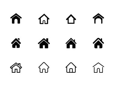 Ev Hat Simgeleri. Düzenlenebilir Vuruş. Piksel Mükemmel. Mobil ve Web için. Ev, Ev, Emlak, Aile, Emlakçı, Konut Binası, Şehir, Daire gibi ikonlar içerir.