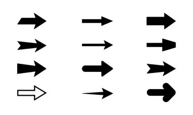 Çeşitli Vektör Oku Simgeleri Web, Uygulama Tasarımı ve Sunumları için Modern UI, Navigasyon ve Yönlendirme Sembollerini Ayarla