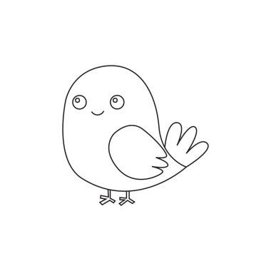 Sevimli küçük kuş çizgisi küçük ayakları, yuvarlak gövdesi ve küçük kanadı çocuk çizimleri için kusursuz masumiyetler yaratıyor.