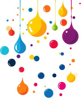 Renkli Renkli Boya Damlaları ve Kabarcıklar Soyut Vektör Arkaplanı