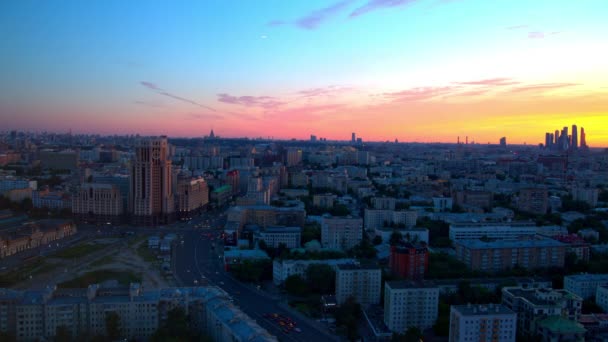 Sunset over the city from a height, Moscow