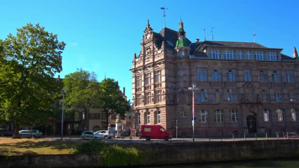 Straßburg, Fluss, petite France — Stockvideo