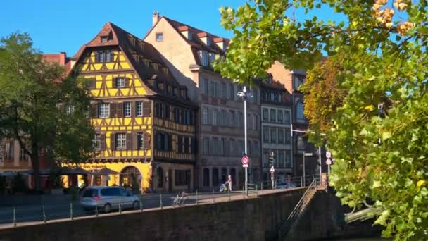 Strazburg, nehir, petite France — Stok video