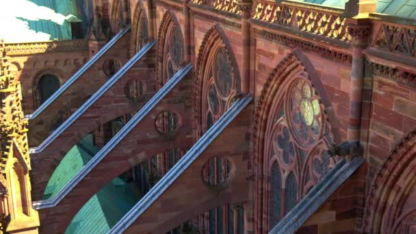 Strasbourg, vue sur le dessus, toits rouges des maisons, voitures — Video