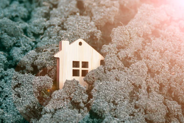 Miniatyr trä leksak hus stående — Stockfoto