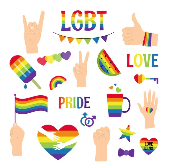 LGBTQ topluluk simgeleri koleksiyonu izole edildi.