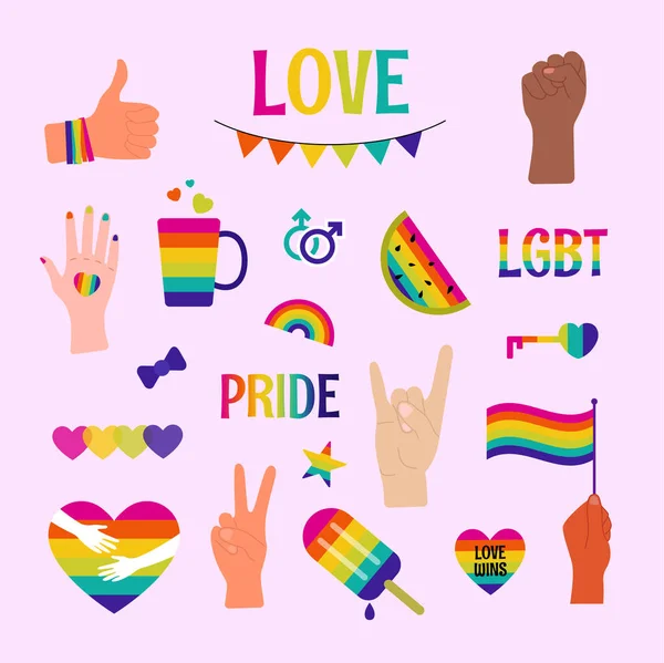 Coleção de símbolos comunitários LGBTQ clipart isolado. — Vetor de Stock