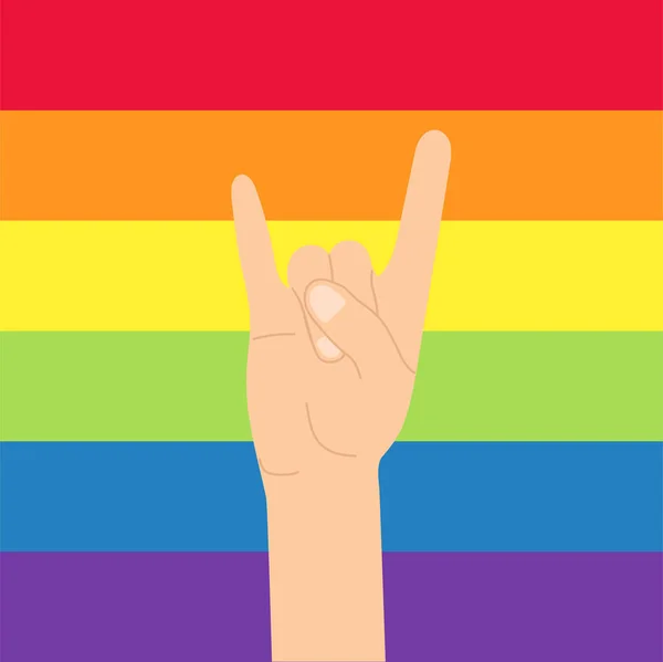 Rainbow lgbt colorido gesto rock punho vetor —  Vetores de Stock