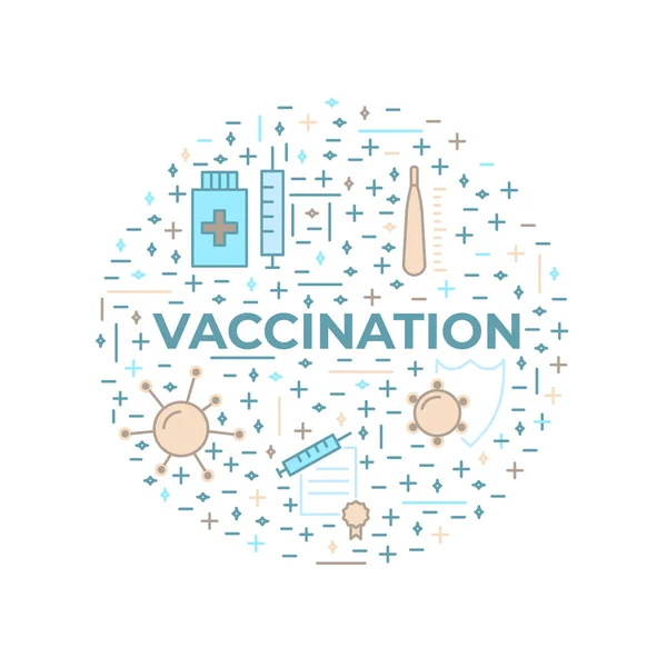 Elemento di progettazione dell'icona della linea di vaccinazione e immunizzazione. Collezione — Vettoriale Stock