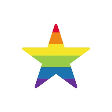 Gökkuşağı renkli yıldız. LGBTQ topluluk simgesi izole edildi