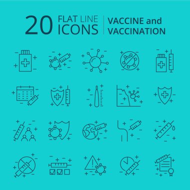 Aşı ve bağışıklık çizgisi simgesi ayarlandı. Koleksiyon