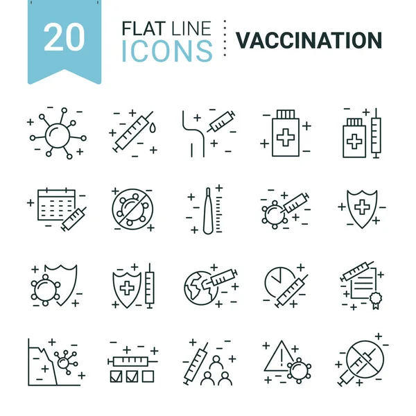 Impf- und Immunisierungsleitungssymbole gesetzt. Sammlung — Stockvektor